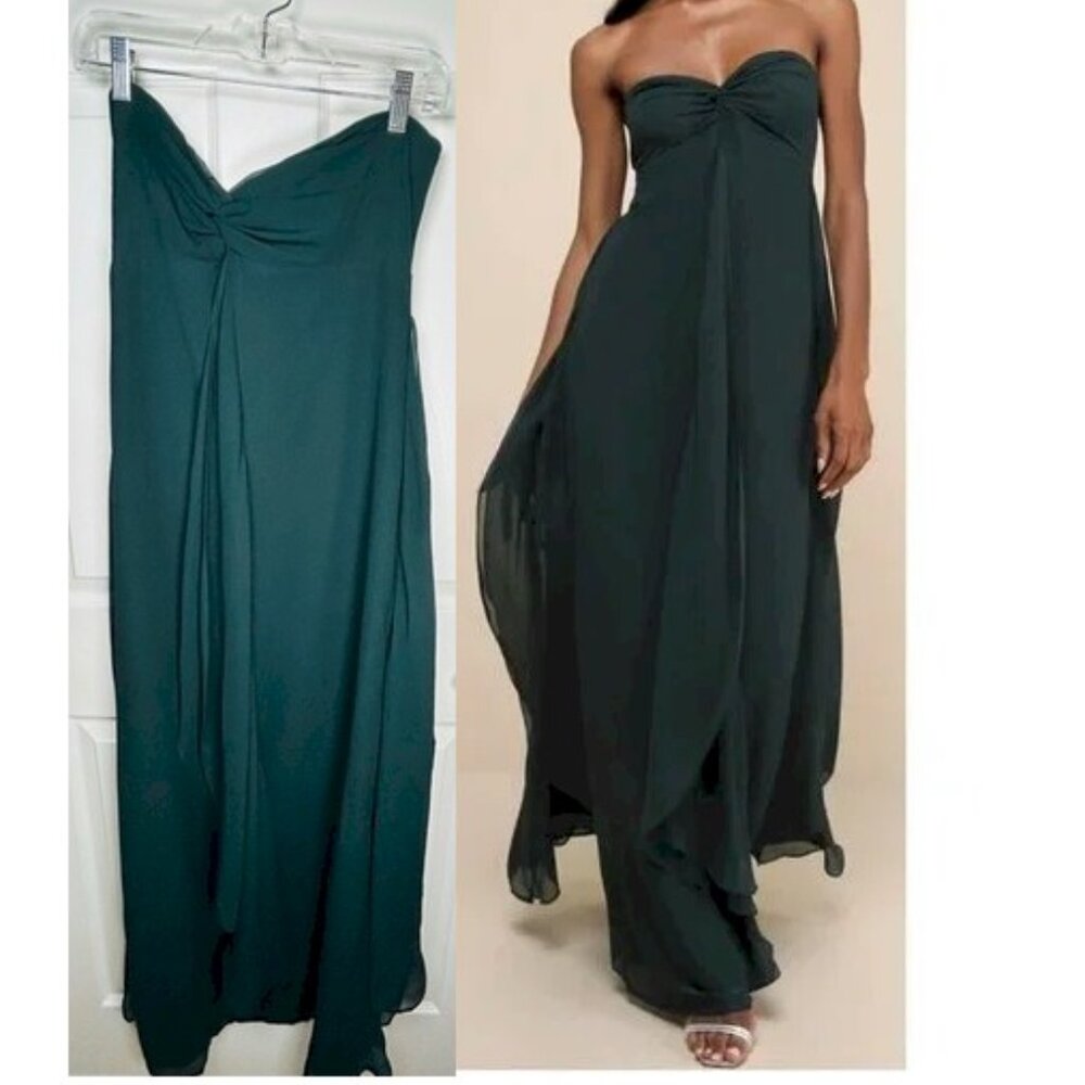 Lulu's Dark Teal Blue Green Maxi Dress